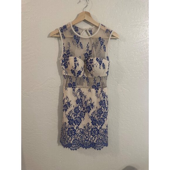 Bebe See Through Lace Mini Cocktail Dress - Picture 2 of 12